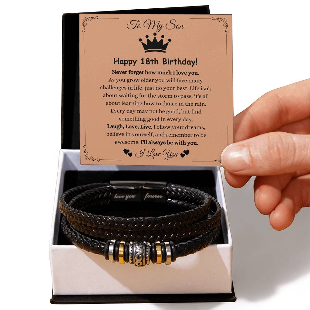 18th Birthday Gift for Son from Mom or Dad, I'll Always Be With You Men's Bracelet