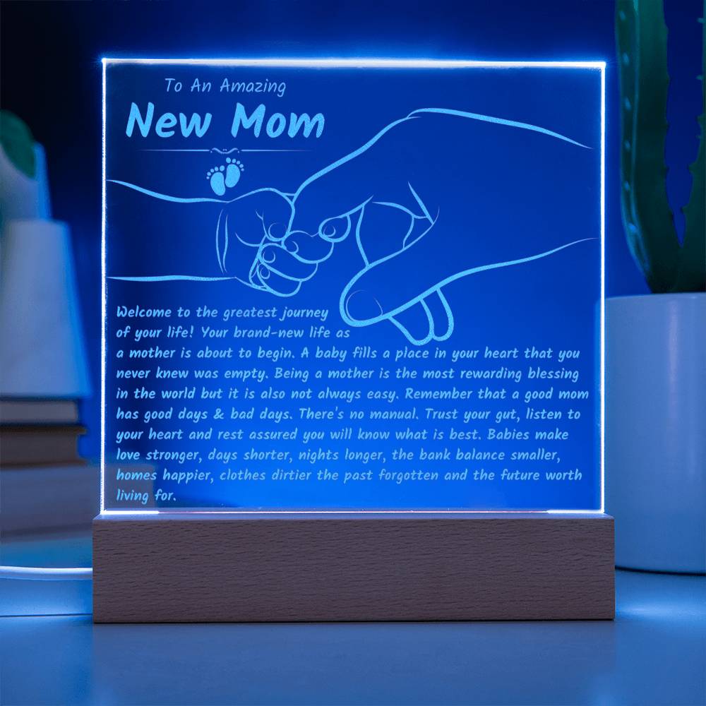 Gift for New Moms - Engraved Acrylic Plaque, Baby Shower or Mother's Day Present