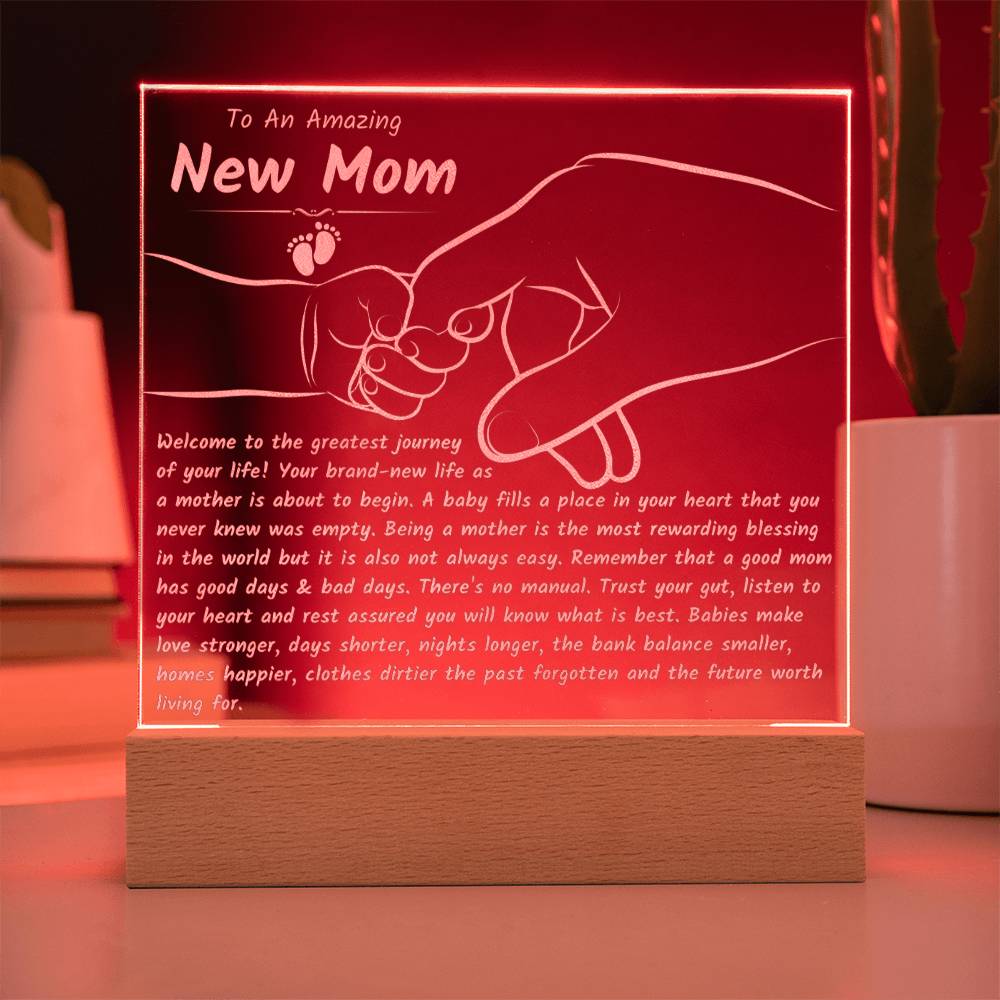Gift for New Moms - Engraved Acrylic Plaque, Baby Shower or Mother's Day Present
