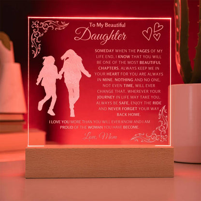 Mother Daughter Gift | Daughter Present from Mom | Engraved Acrylic Plaque