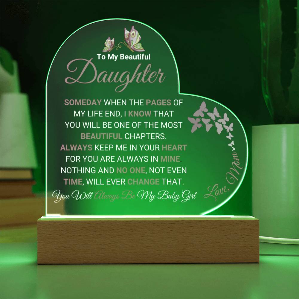 To My Beautiful Daughter Gift from Mom | Heart Acrylic Plaque for Christmas, Birthday, Graduation & Just Because