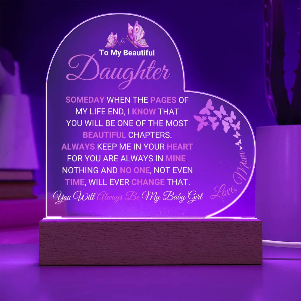 To My Beautiful Daughter Gift from Mom | Heart Acrylic Plaque for Christmas, Birthday, Graduation & Just Because