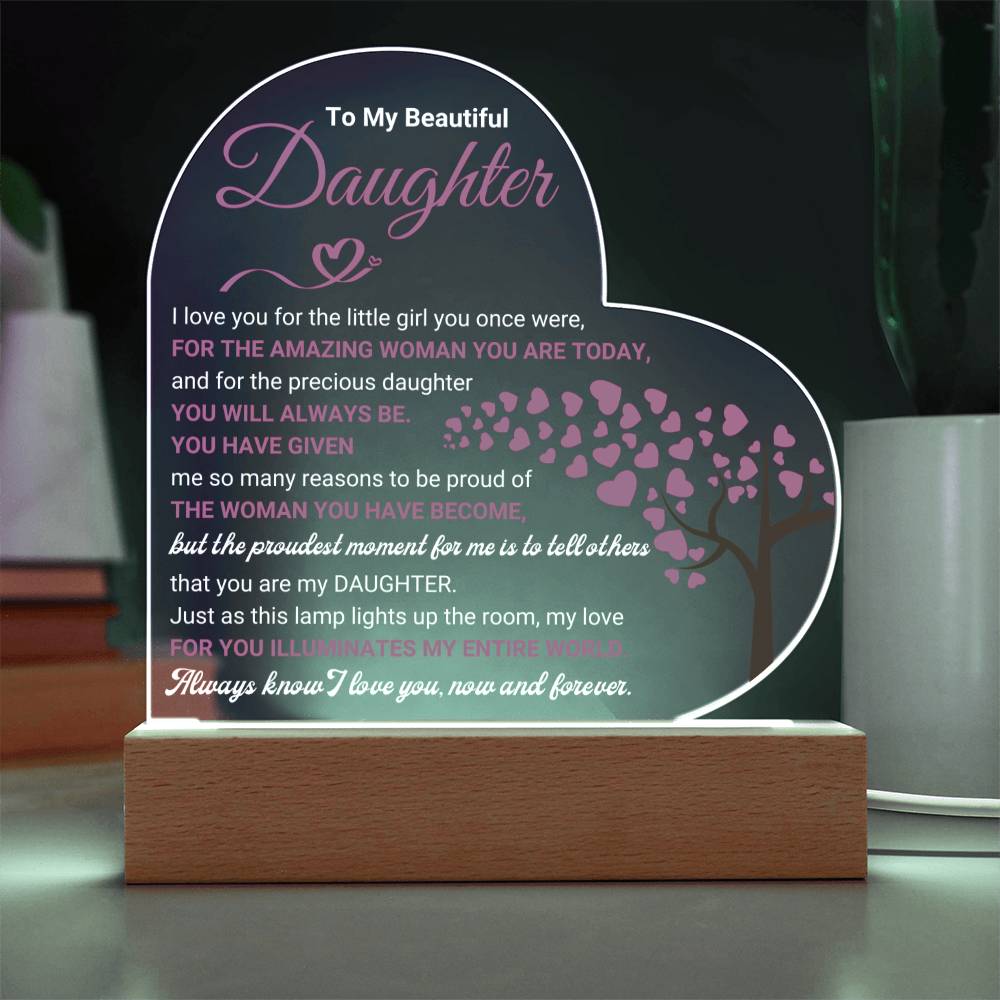 Luxury Gift for Daughter from Mom and Dad | Heart Acrylic Plaque for Her