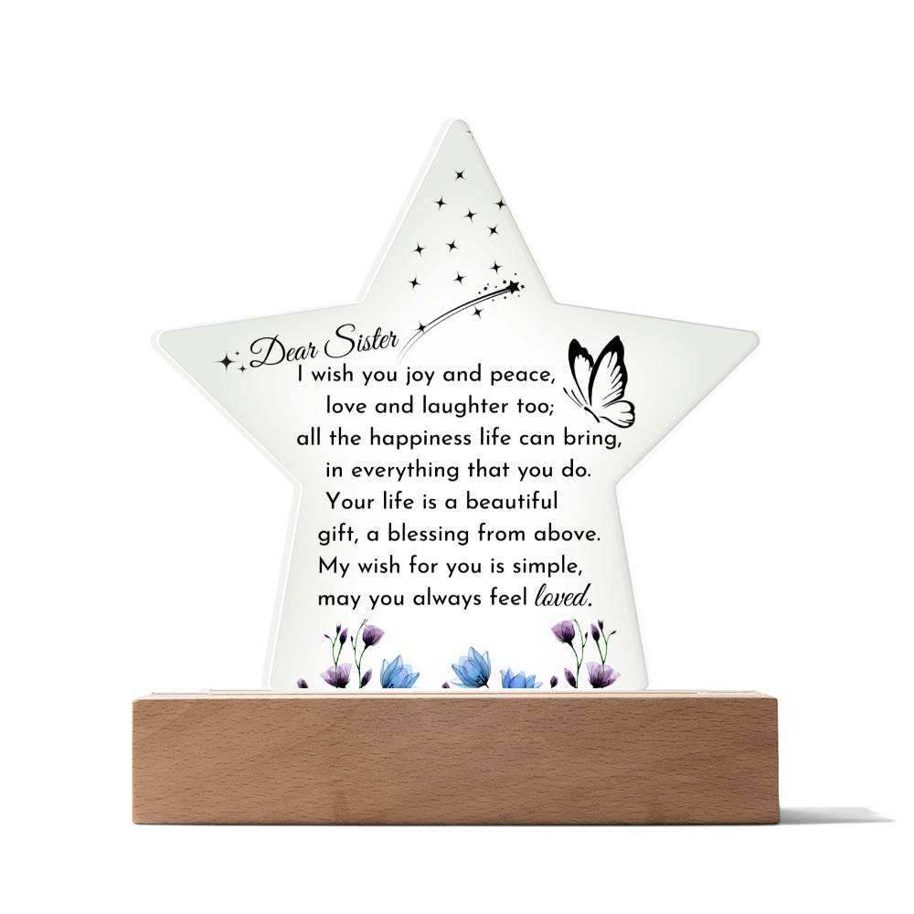 Unique Gift For Sister | Star Acrylic Plaque for Birthday, Graduation, Mother's Day