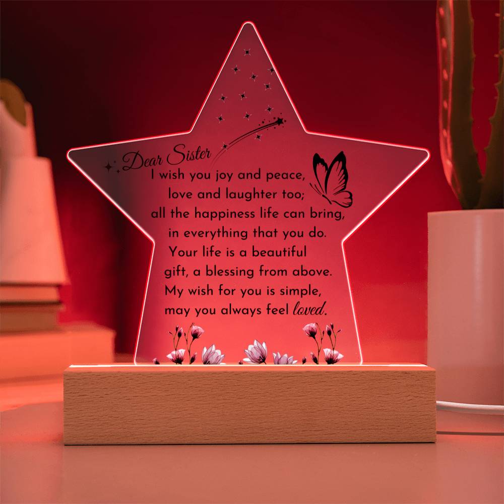 Unique Gift For Sister | Star Acrylic Plaque for Birthday, Graduation, Mother's Day
