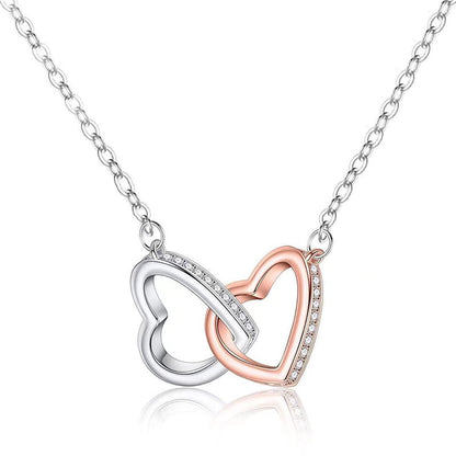 Close-up view of Double Heart Necklace for Mom