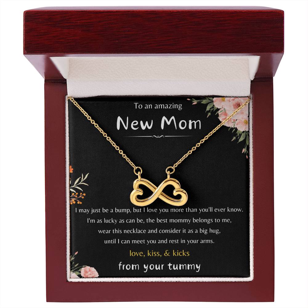 To An Amazing New Mom - Love Kiss & Kicks from Your Tummy- Endless Love Necklace - New Mom Gift