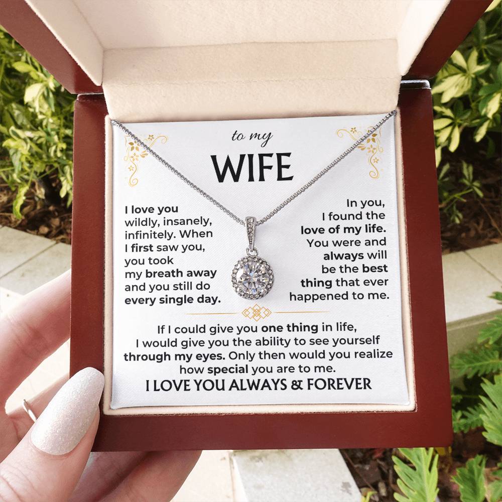 To My Wife Necklace - Touching Romantic Gift for Wife from Husband for Christmas, Anniversary & Valentine’s Day - Eternal Hope Necklace