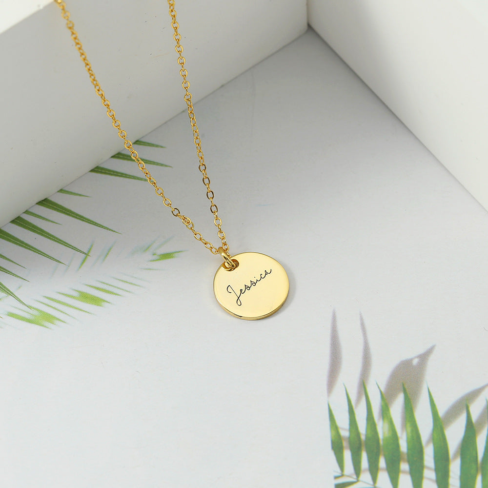 Noble And Exquisite Round Plate Customized Name Wind Necklace