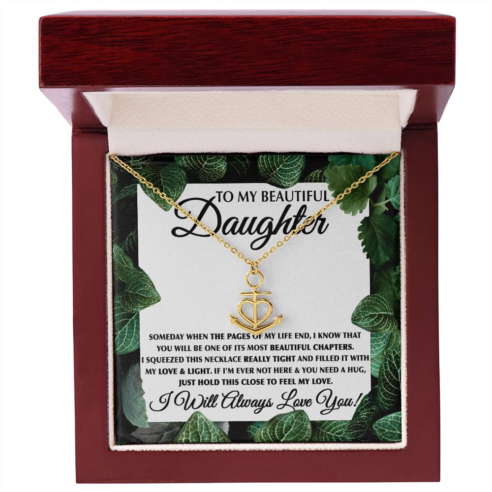 To My Daughter Necklace – Birthday & Graduation Jewelry for Her – Anchor Pendant Necklace