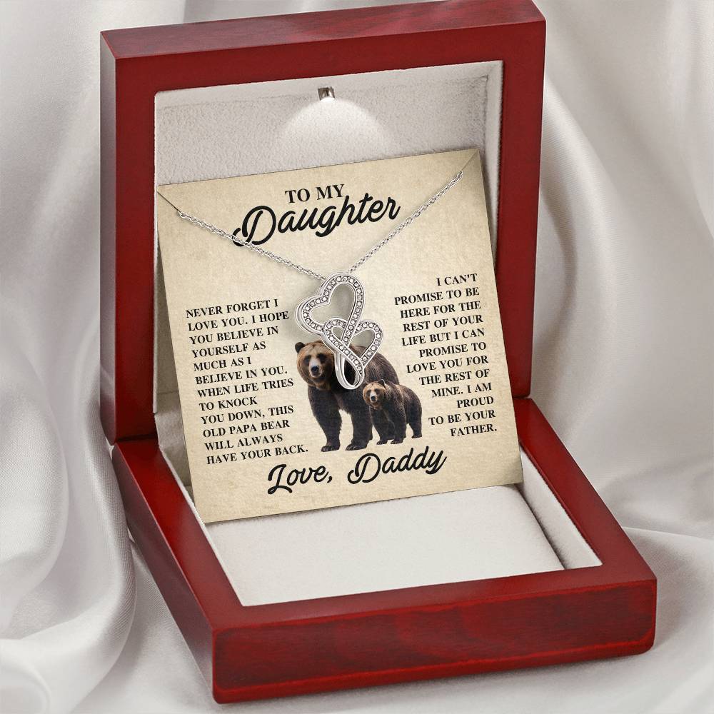 To My Daughter Necklace - Sentimental Jewelry Gift from Dad for Graduation & Life Achievements - Heart-to-heart Pendant Necklace