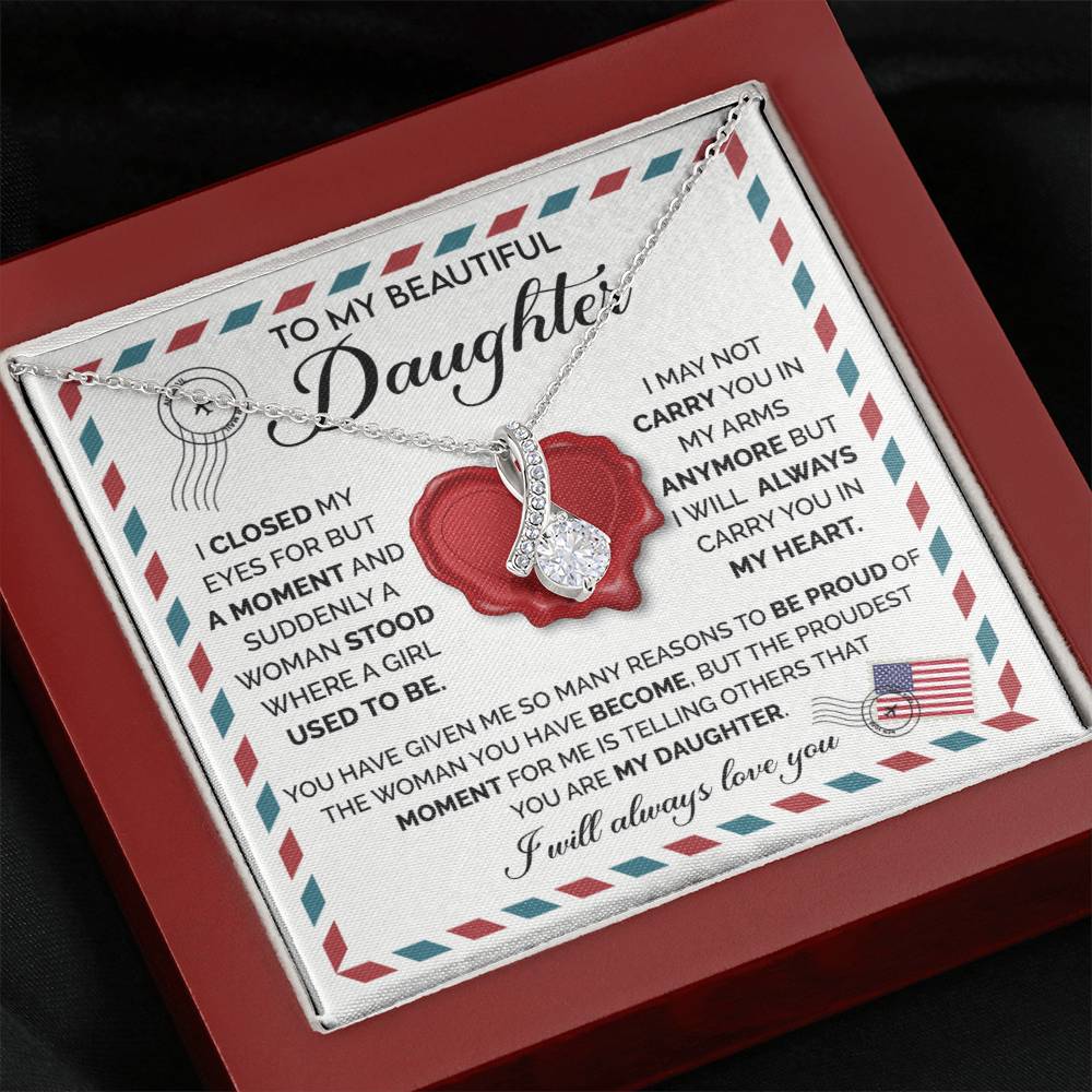 To My Daughter Necklace – Daughter Gift for Birthday Graduation Achievements – Alluring Beauty Necklace
