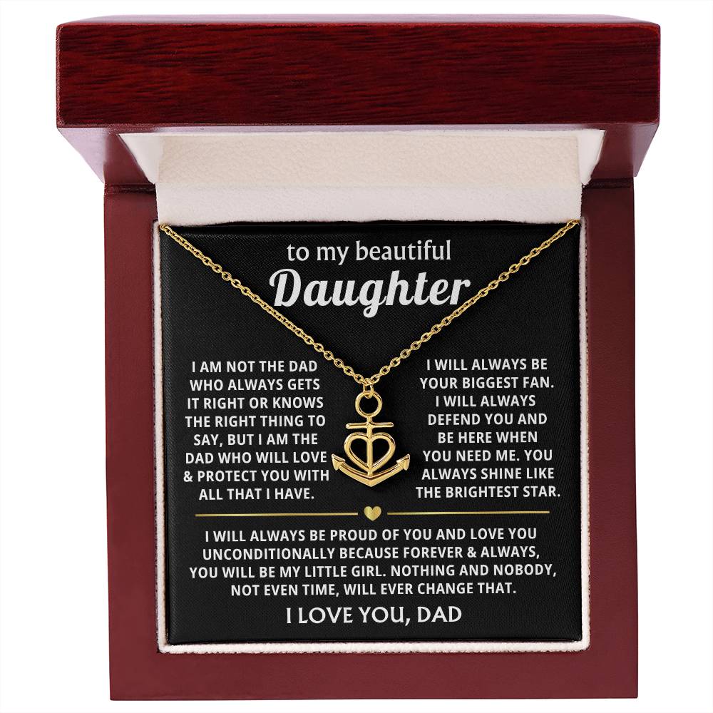 To My Daughter Necklace - Best Gift for Daughter from Dad - Anchor Pendant Necklace