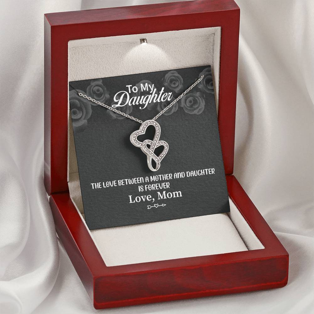 To My Daughter Necklace – Graduation & Christmas Gift from Mom – Heart-to-heart Pendant Necklace