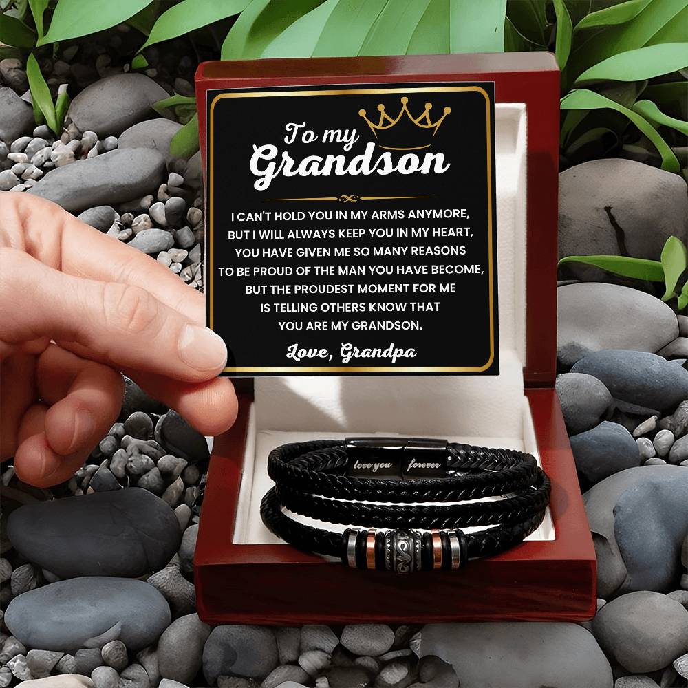 To My Grandson – Birthday, Christmas Jewelry from Grandpa – Love You Forever Bracelet