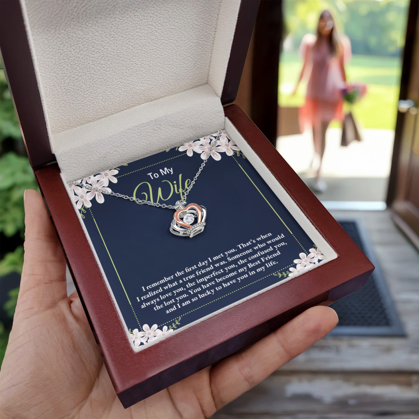 To My Wife Necklace - Romantic Gift for Anytime Love - Crown Pendant Necklace