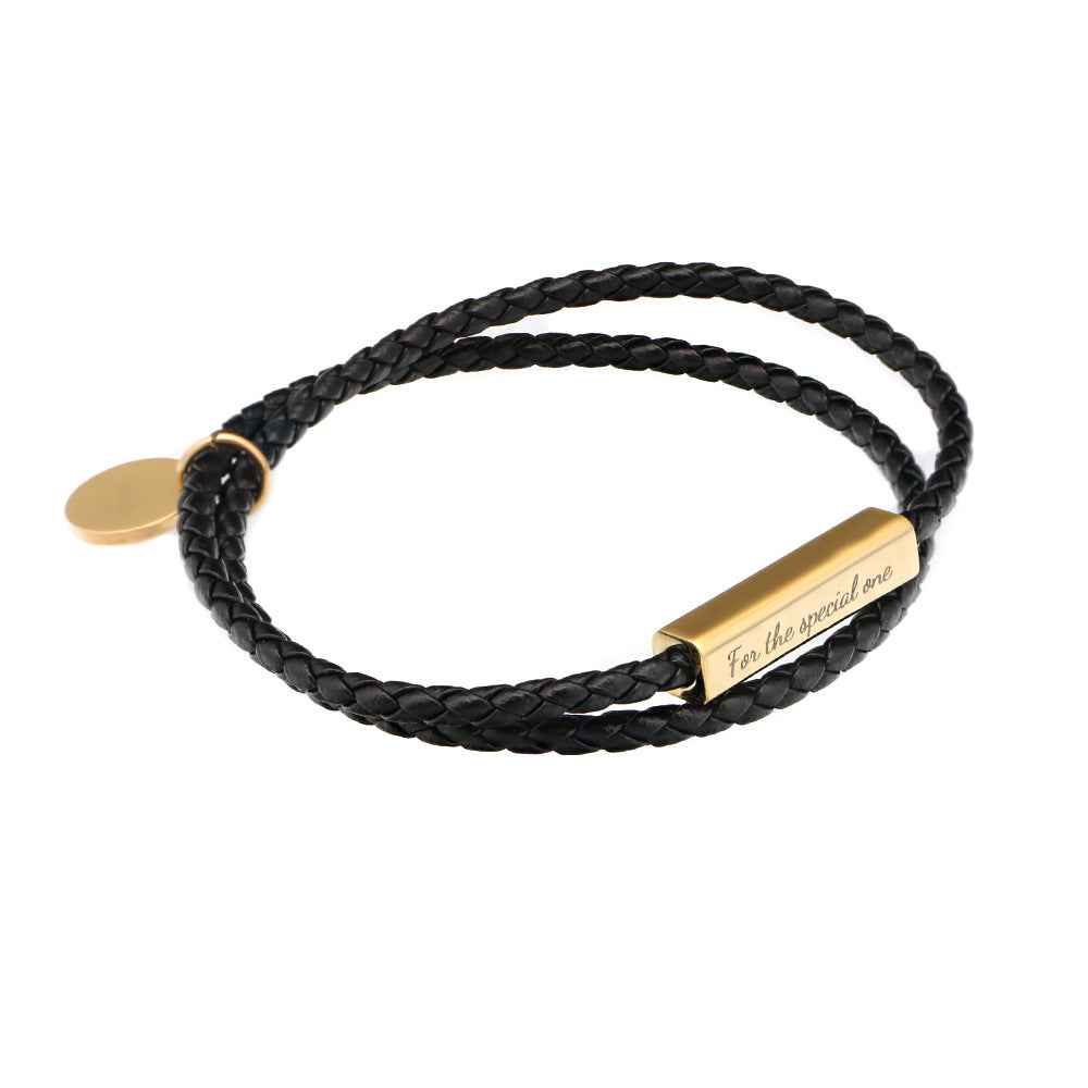 Ricordi Italian Leather Wrap Bracelet(Jet Black)