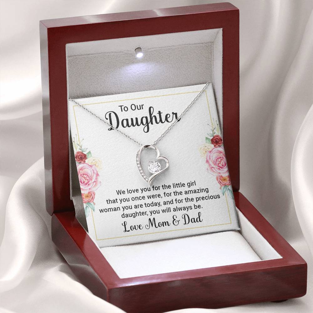 To Our Daughter Necklace – Daughter Graduation & Birthday Present from Mom and Dad – Forever Love Necklace