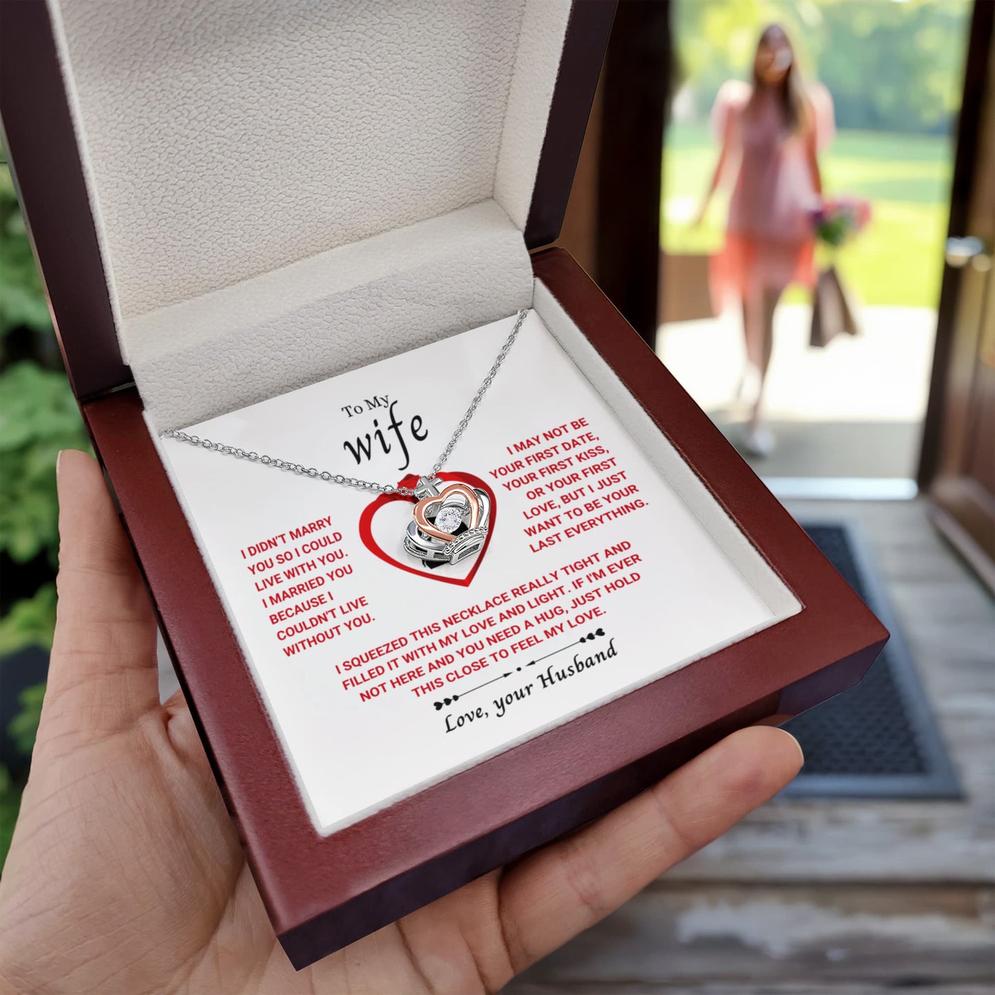 To My Wife Necklace - Loving Gift from Husband for Valentine’s Day, Birthday & Anniversary - Crown Pendant Necklace