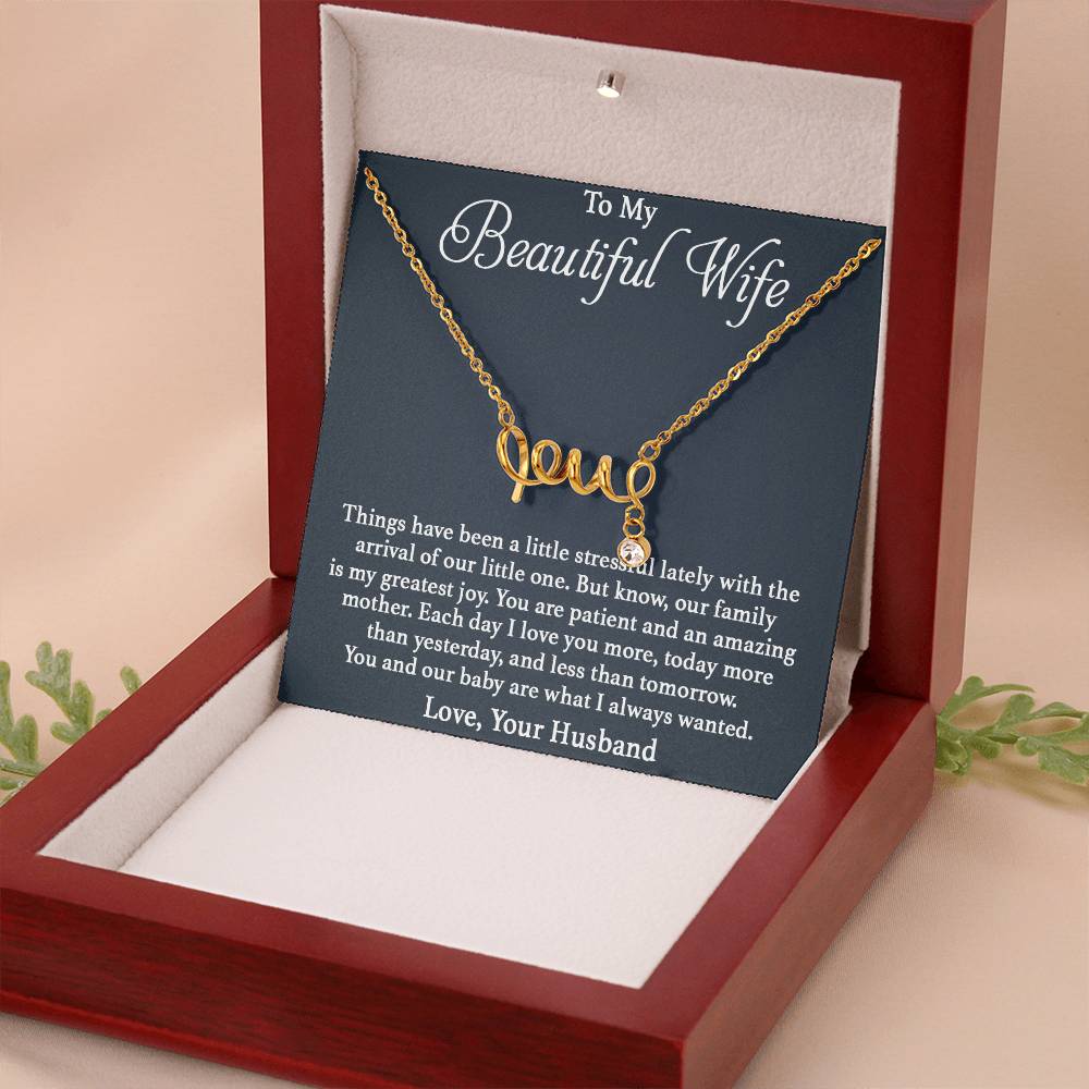 To My Beautiful Wife Necklace - Love Gift from Husband for Any Occasion - Scripted Love Necklace