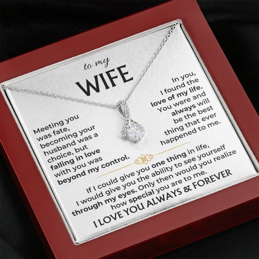 To My Wife Necklace - Best Surprise Gift for Wife from Husband for Anniversary, Christmas & Valentine’s Day - Alluring Beauty Necklace
