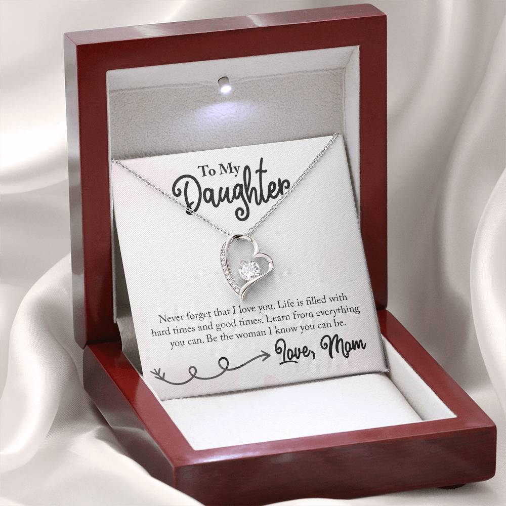 To My Daughter Necklace – Daughter Birthday Graduation Celebration Gift – Forever Love Necklace