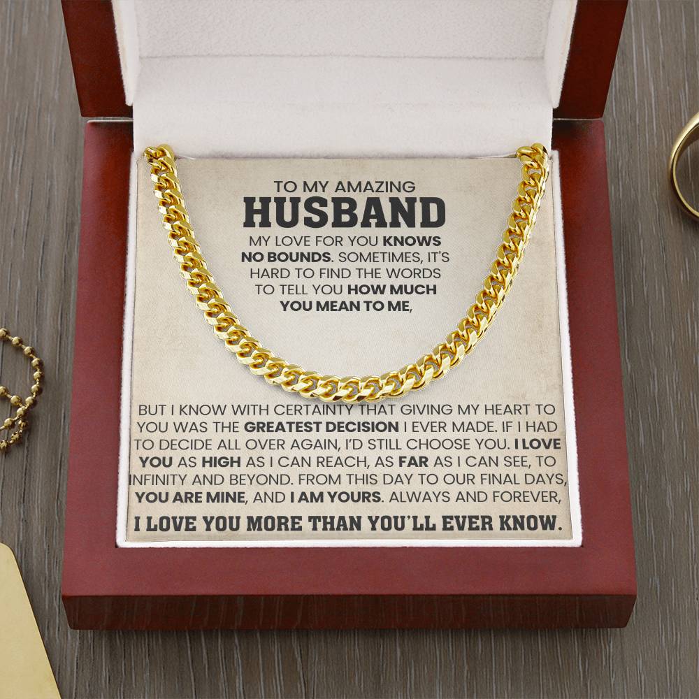 To My Amazing Husband Gift from Wife - I Love You More Than You'll Ever Know - Cuban Link Chain