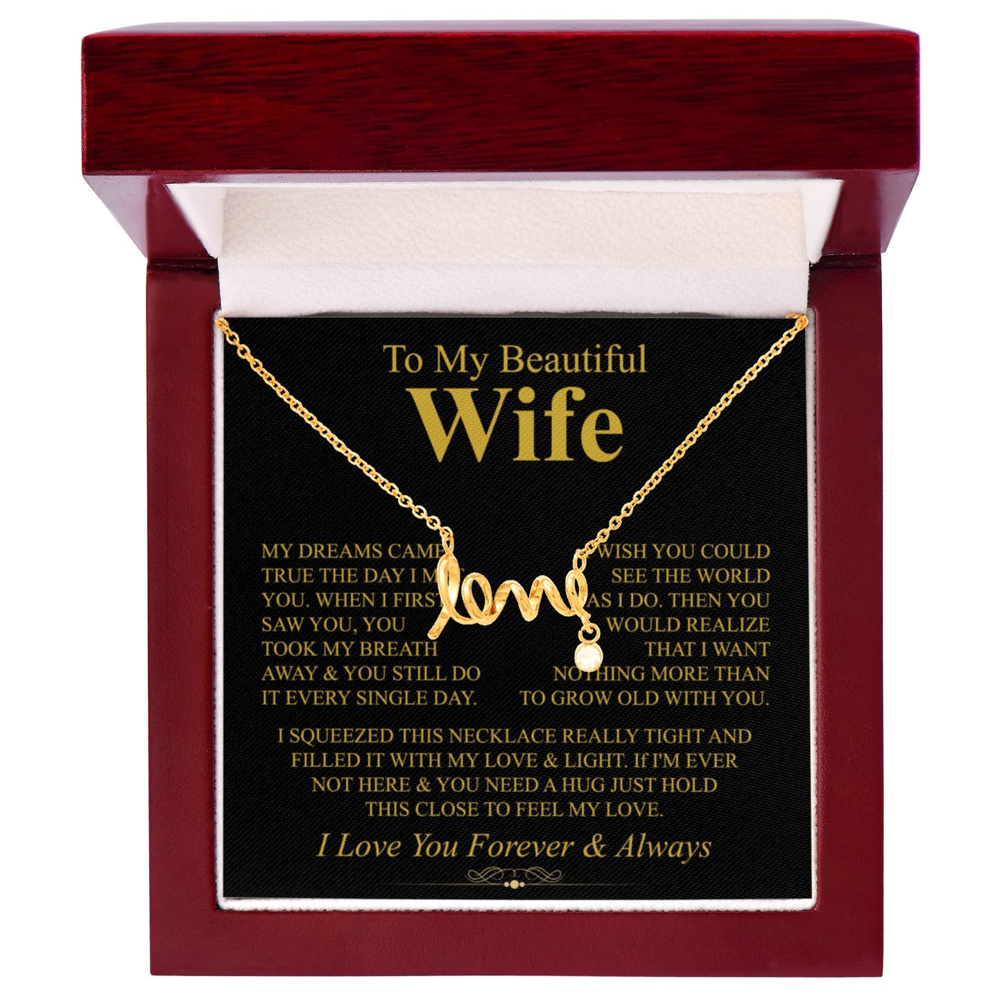 Perfect Gift for Wife - Meaningful Jewelry from Husband for Any Occasion Including Valentine’s Day - Scripted Love Necklace