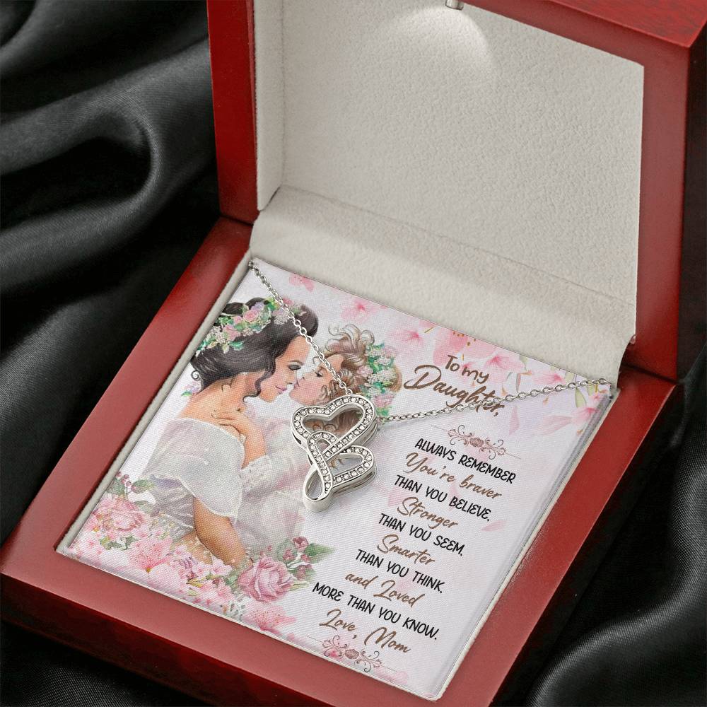 To My Daughter Necklace – Mother to Daughter Birthday Graduation Present – Heart-to-heart Pendant Necklace