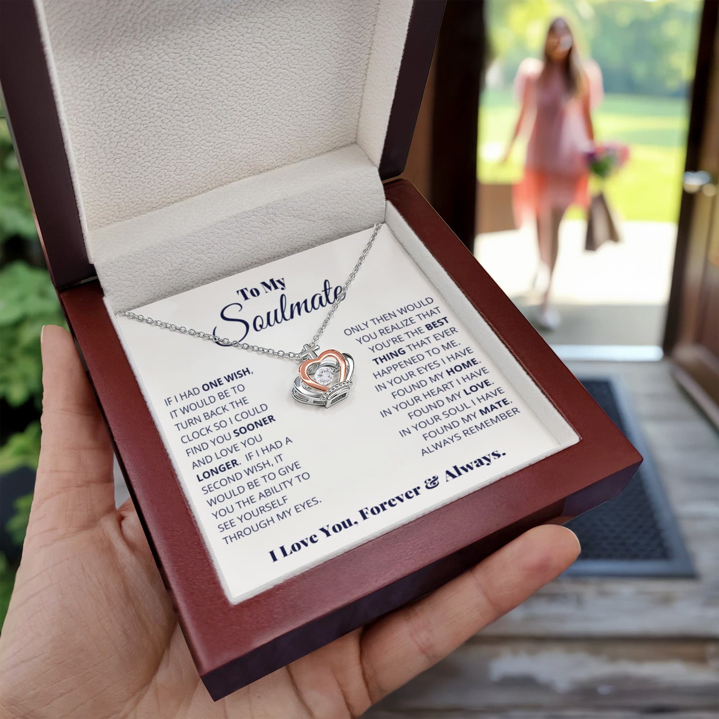 To My Soulmate Necklace - Romantic Soulmate Gift for Her for Christmas & Holiday Gifting - Crown Pendant Necklace