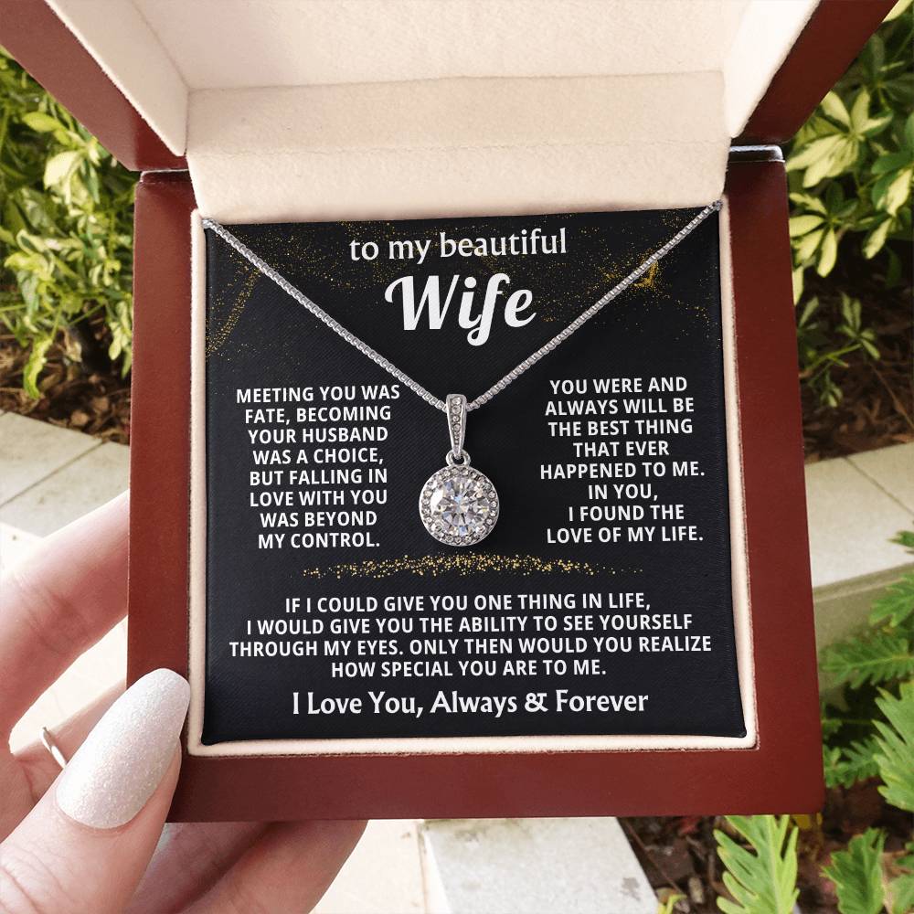 To My Beautiful Wife Necklace - Romantic Husband Gift for Christmas, Valentine’s Day & Anniversary Love Surprises - Eternal Hope Necklace
