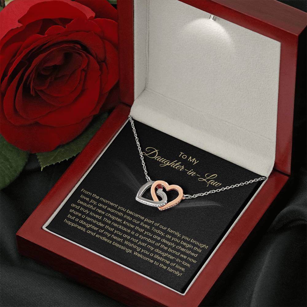 To My Beautiful Daughter In Law - Interlocking Hearts Necklace - Gift for Bonus Daughter
