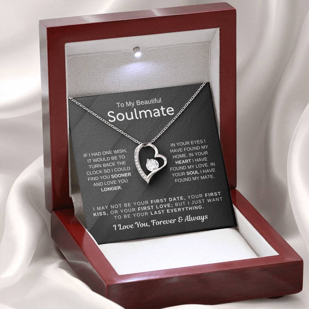 To My Beautiful Soulmate Necklace - Romantic Gift for Her for Christmas & Love Celebrations - Forever Love Necklace