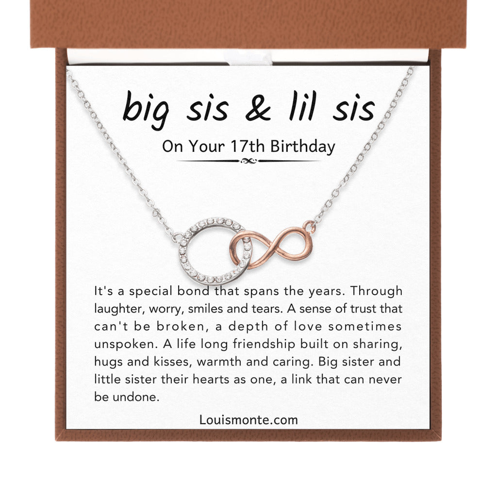 Big Sister and Little Sister Necklace For 17th Birthday Gift, Infinite Bond Circle Necklace