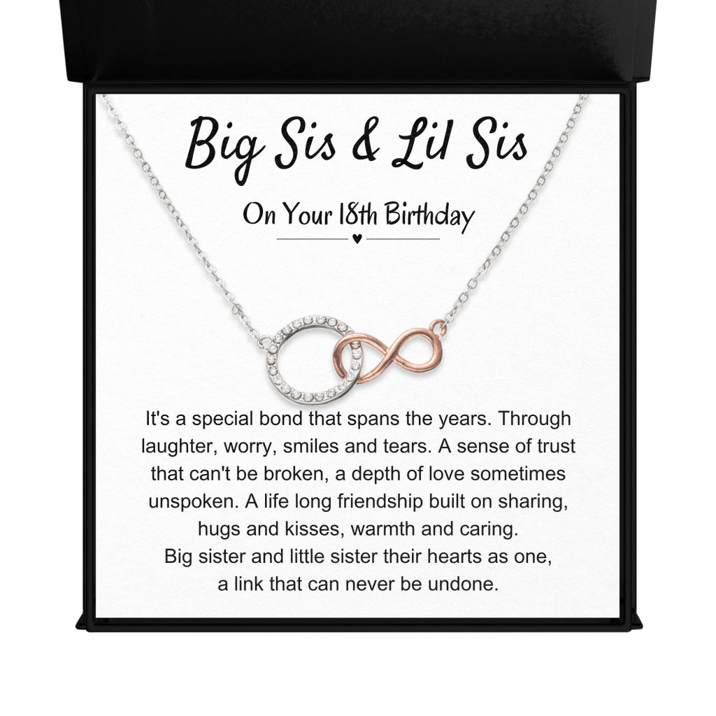 18th Birthday Necklace Gift For Sister | Big Sis & Little Sis Jewelry | Infinite Bond Circle Necklace