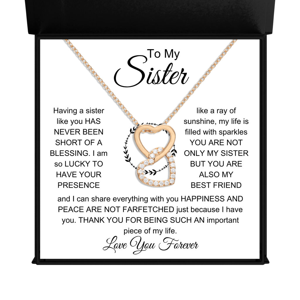 Interlocked Hearts Necklace For Sister | Cute Present For Sister