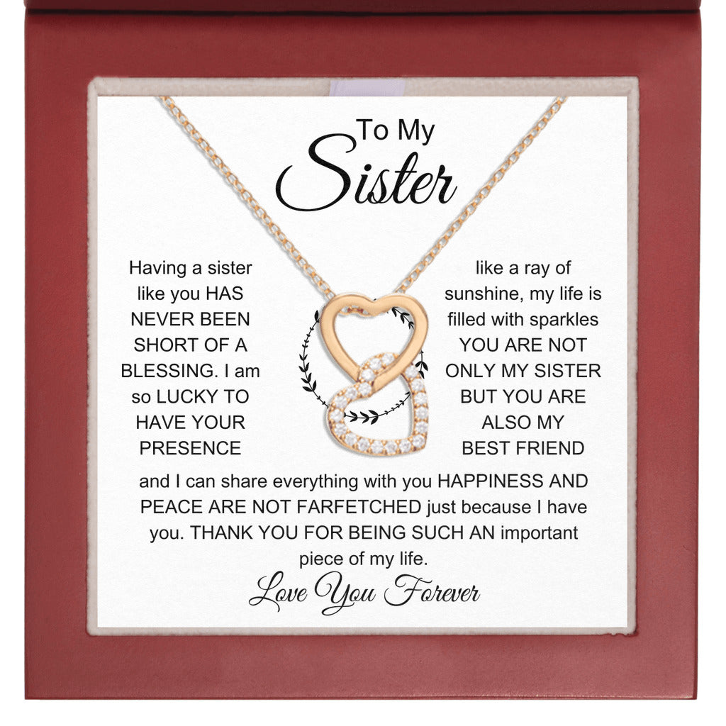 Interlocked Hearts Necklace For Sister | Cute Present For Sister