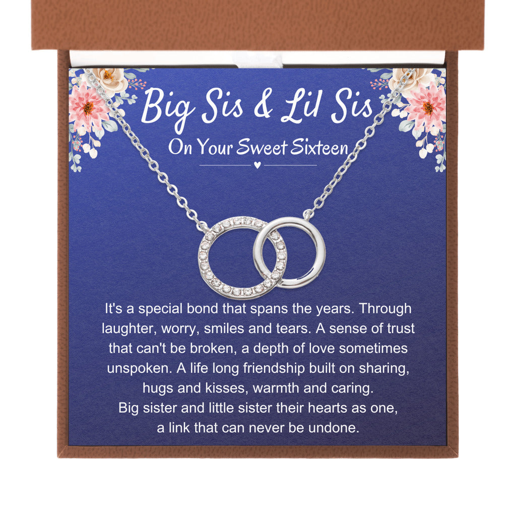 Big Sister and Little Sister Necklace Gift For Sweet 16, Endless Connection - Interlocking Circles Necklace