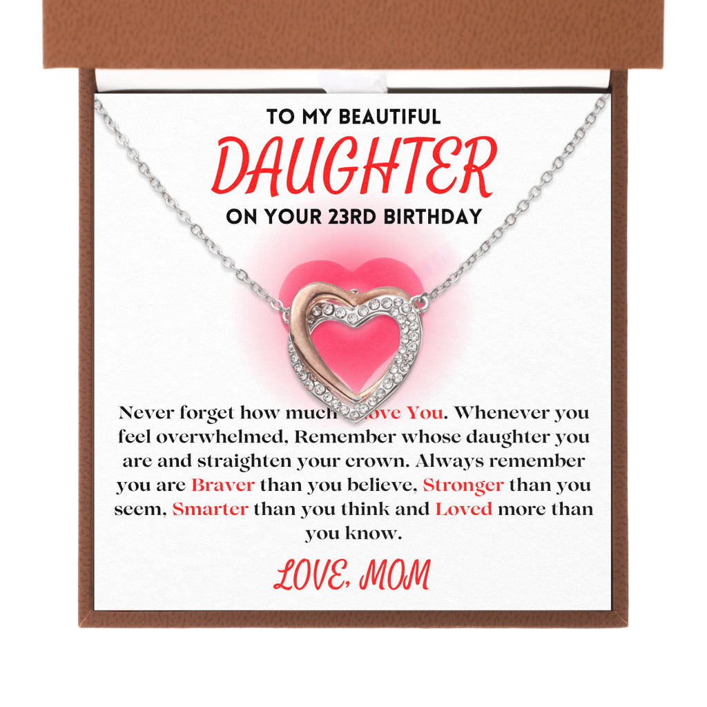 To My Beautiful Daughter Gift From Mom | On Your 23rd Birthday | Twin Flames Necklace