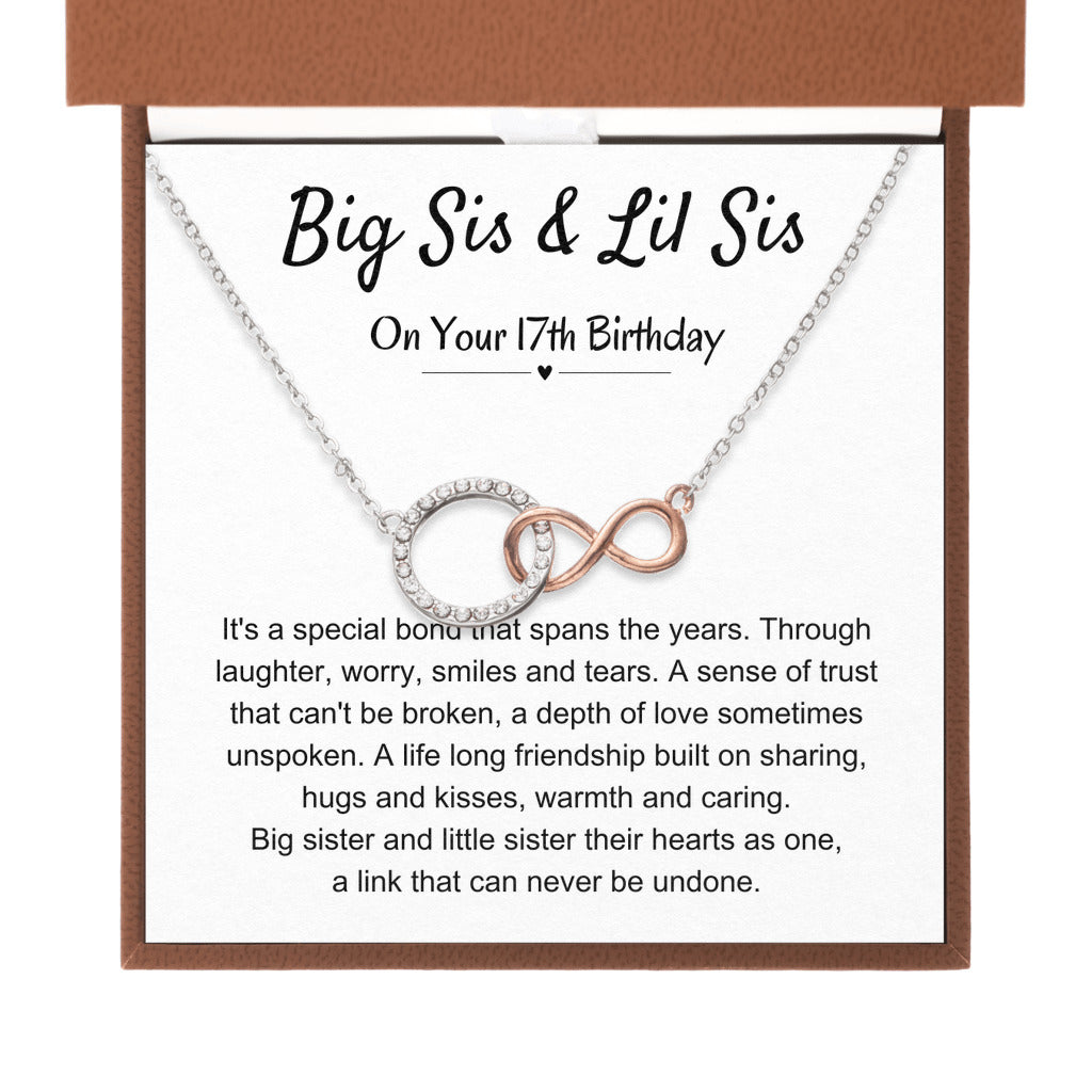 17th Birthday Necklace Gift For Sister | Big Sis & Little Sis Jewelry | Infinite Bond Circle Necklace