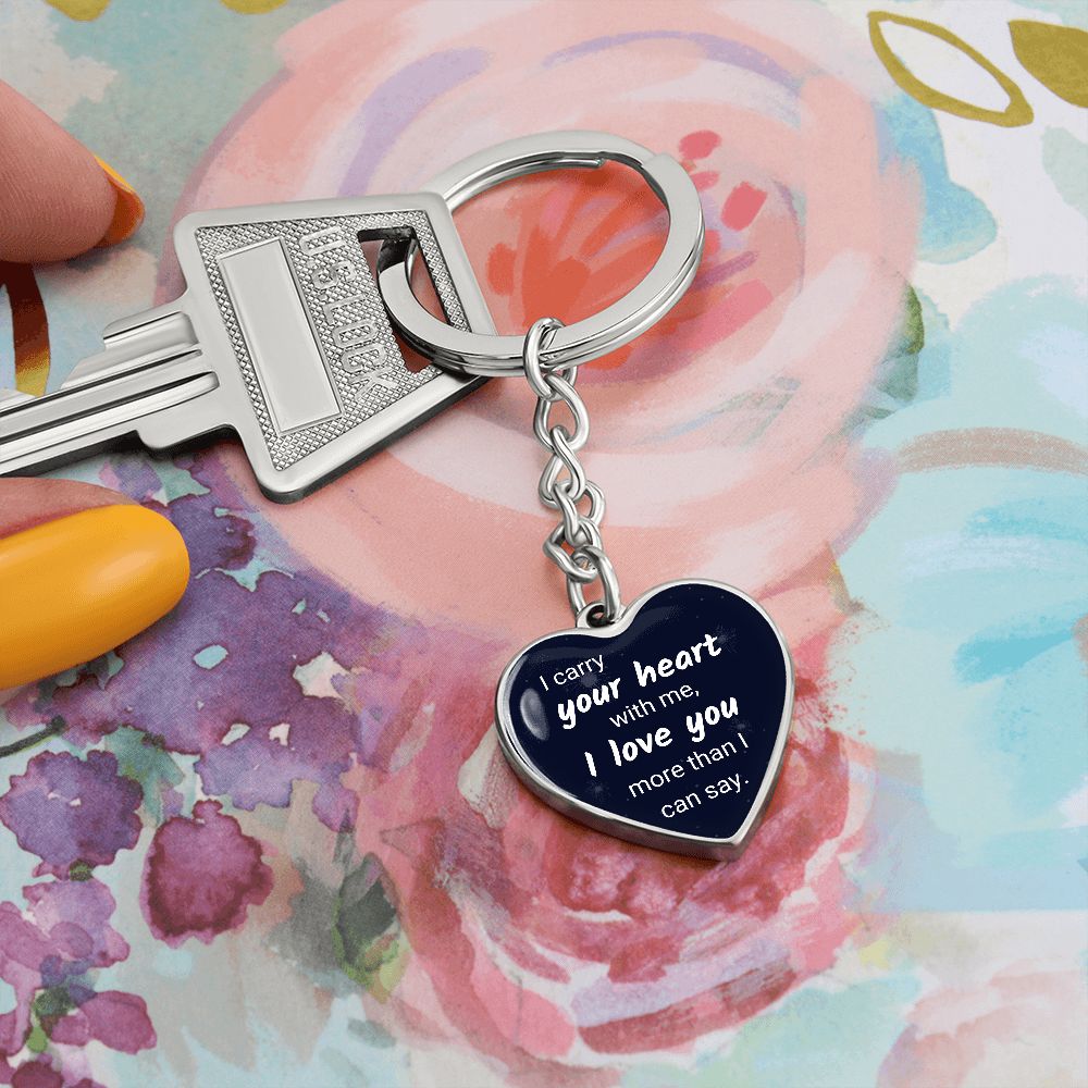 Gift for Girlfriend from Boyfriend, I carry your heart - Personalized Graphic Heart Keychain