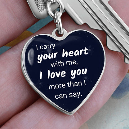 Custom Engraved Heart Pendant Keychain