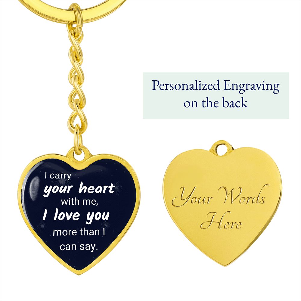 Gift for Girlfriend from Boyfriend, I carry your heart - Personalized Graphic Heart Keychain