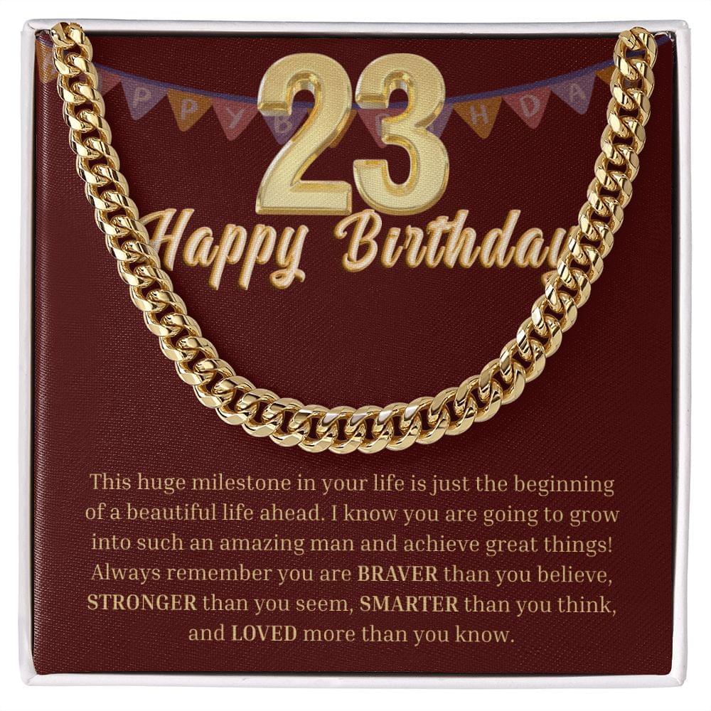 23rd Birthday Gift for Him Gold Necklace