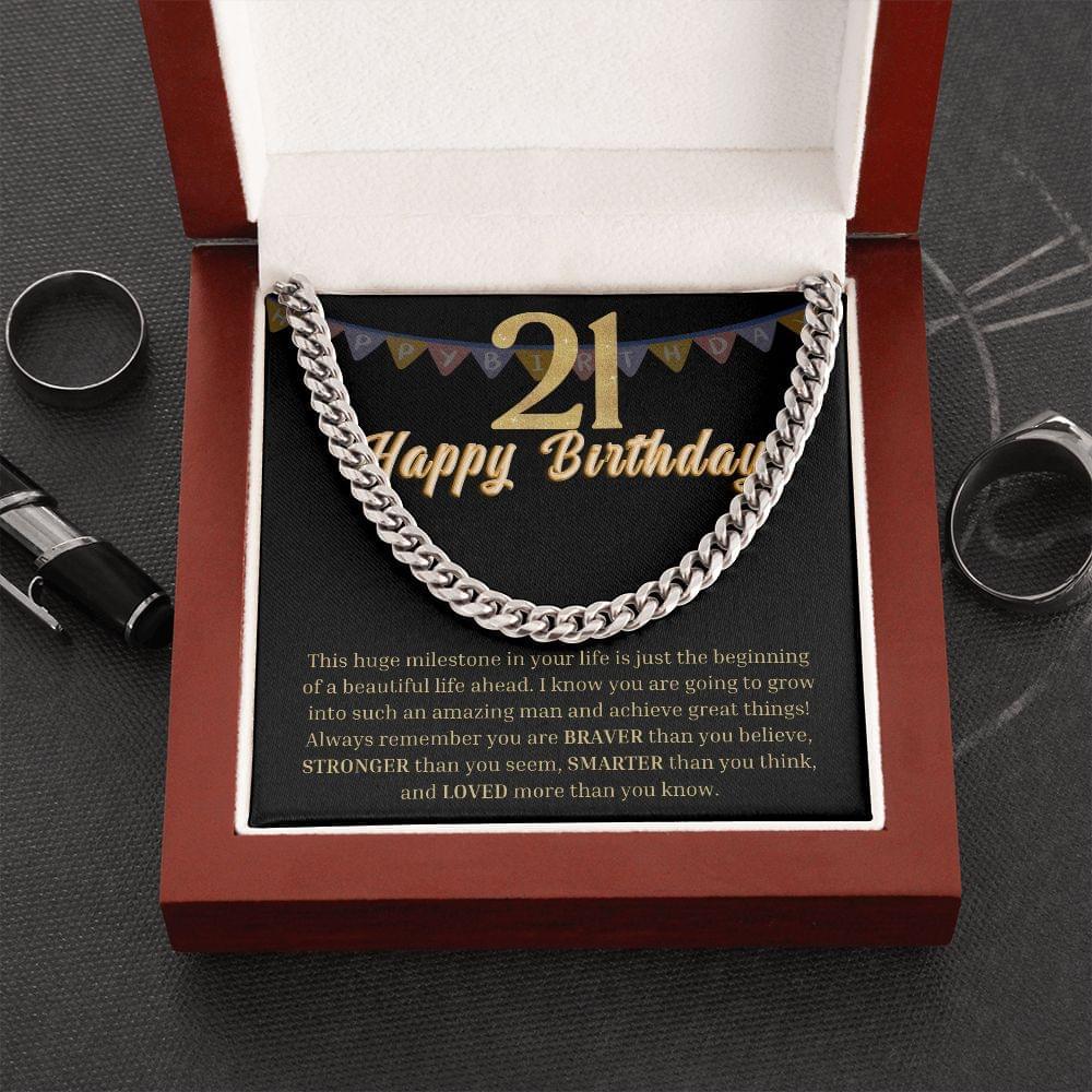 21st Birthday Gift for Men - Mahogany Box