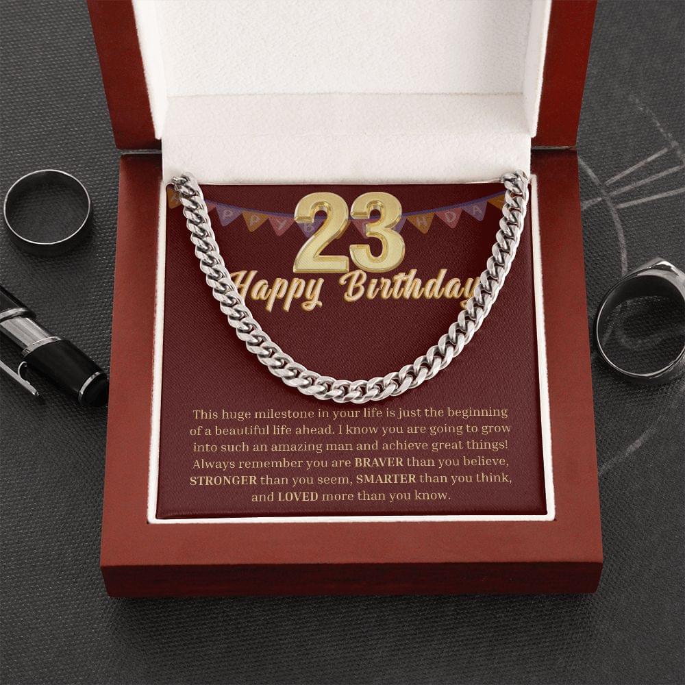 23rd Birthday Gift for Him  | Huge Milestone Cuban Link Chain, Birthday Gifts for Male 23rd