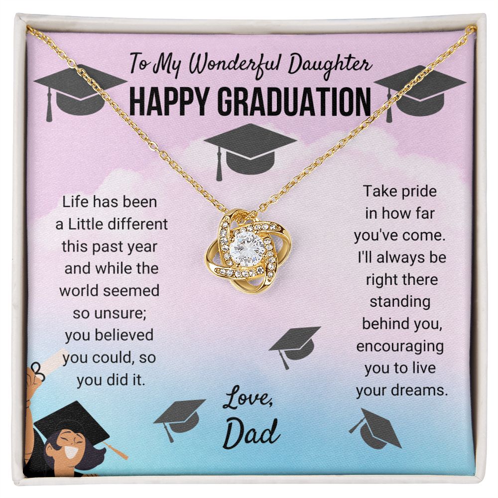 Graduation Gift From Dad To Daughter, Love Knot Necklace to Celebrate Her Achievement