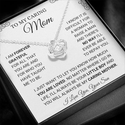 Mom - Forever Grateful - Love Knot Necklace