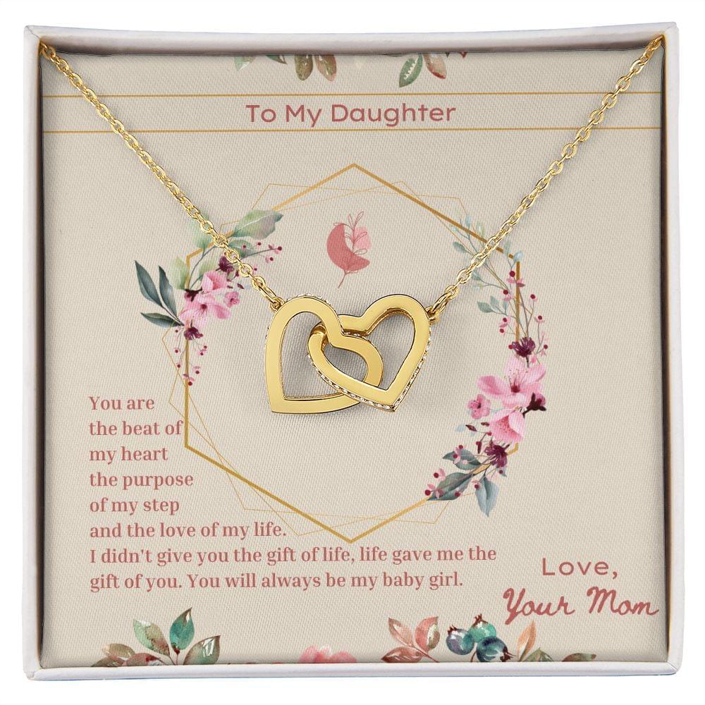 Gift For Daughter, Mother Daughter Interlocking Heart Necklace