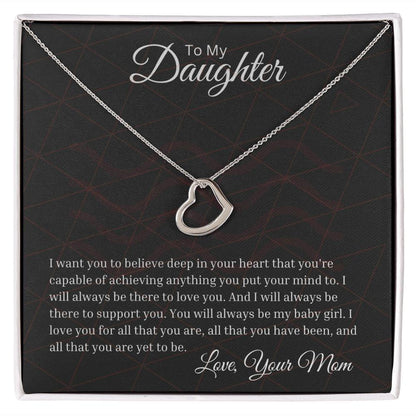 Daughter - Believe Deep In Your Heart Delicate Heart Necklace